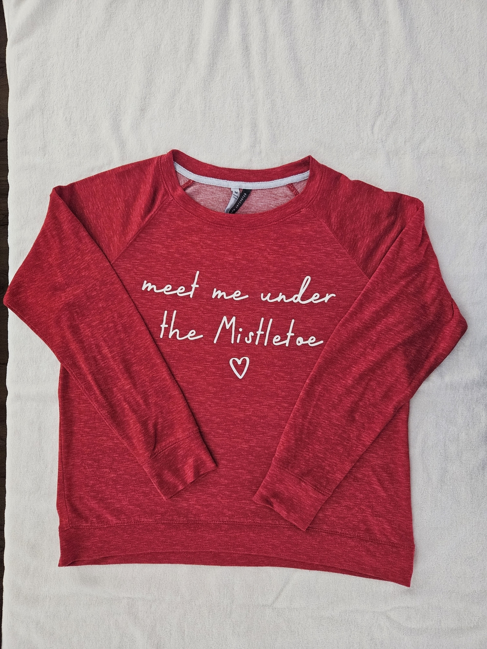 Jaclyn Intimates Meet Me Under the Mistletoe Holiday Pajama Top Red Medium